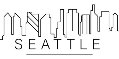 Seattle şehir anahat simgesi. cityscapes illüstrasyon çizgi simgesinin öğeleri. işaretleri, semboller web, logo, mobil uygulama, Ui, Ux için kullanılabilir