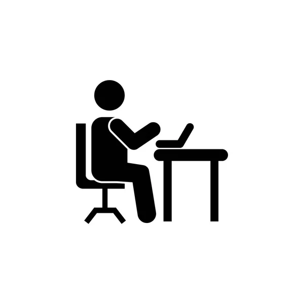 Hombre silueta trabajando en el icono de la computadora — Archivo Imágenes Vectoriales