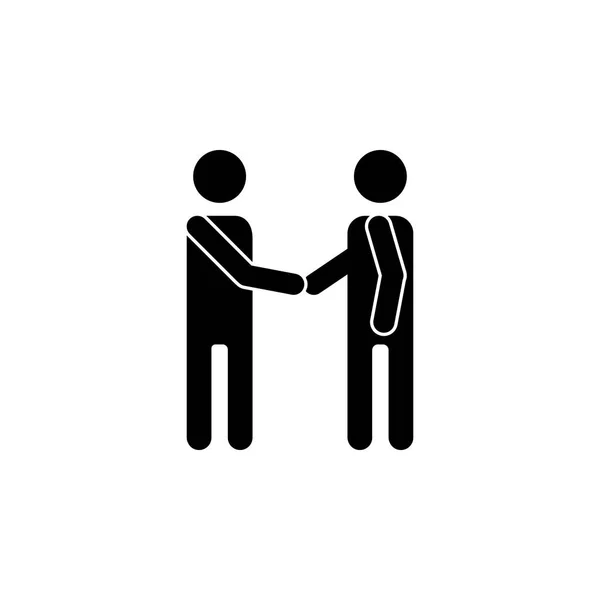 Poignée de main amicale de deux icônes silhouette — Image vectorielle
