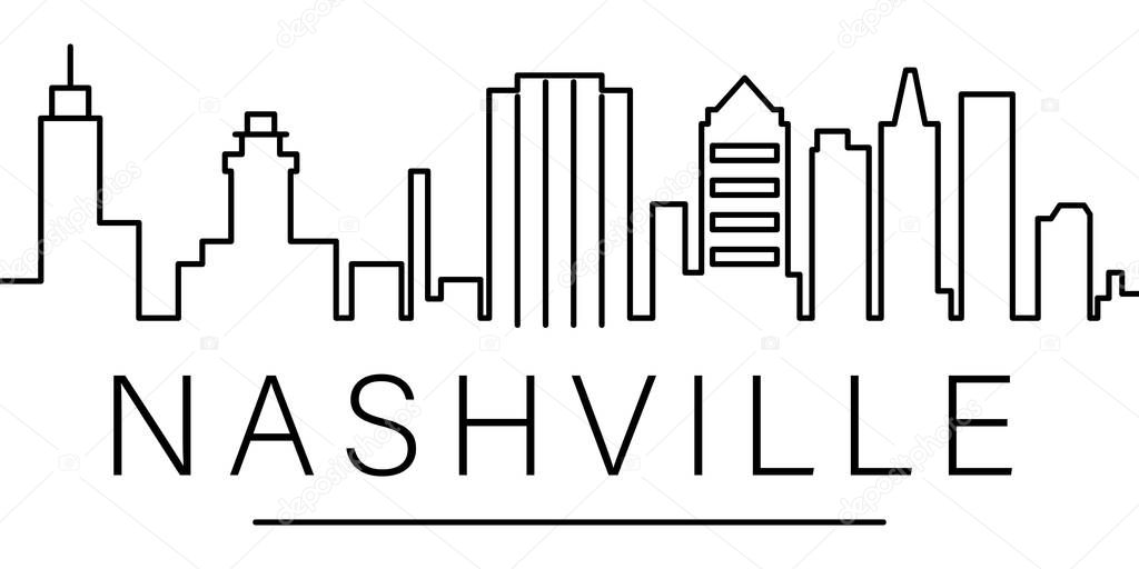 Nashville city outline icon. elements of cityscapes illustration line icon. signs, symbols can be used for web, logo, mobile app, UI, UX on white background