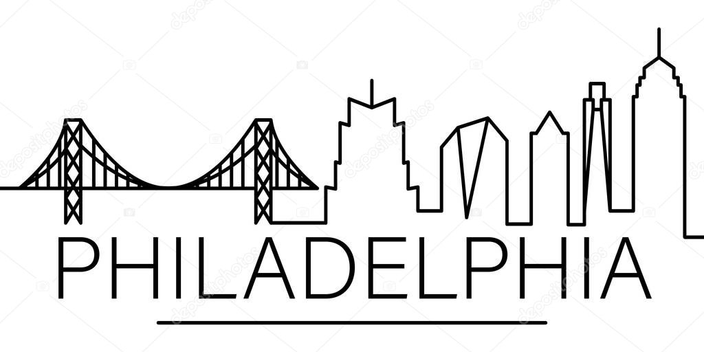 Philadelphia city outline icon. elements of cityscapes illustration line icon. signs, symbols can be used for web, logo, mobile app, UI, UX