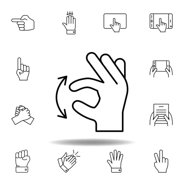 Mover deslizar dedo gesto contorno icono. Conjunto de gestos de mano ilustración. Los signos y símbolos se pueden utilizar para la web, logotipo, aplicación móvil, interfaz de usuario, UX — Vector de stock