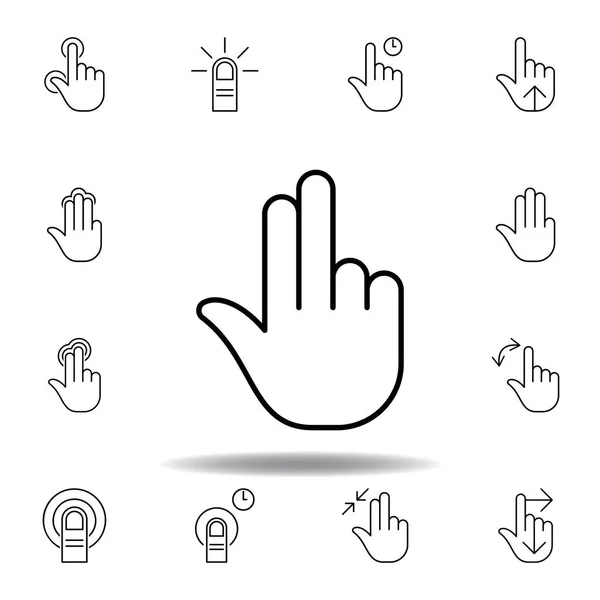 Two fingers gesture outline icon. Set of hand gesturies illustration. Signs and symbols can be used for web, logo, mobile app, UI, UX — Stock Vector