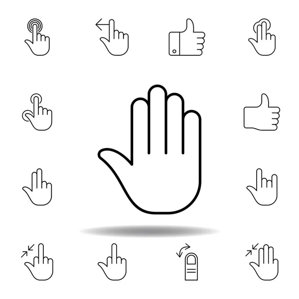 Ikon för hög fem gestkonturer. Uppsättning hand gesturies illustration. Skyltar och symboler kan användas för webb, logo, mobilapp, UI, UX — Stock vektor