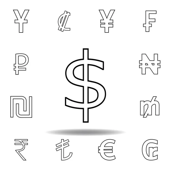 Dollar sign icon. Thin line icons set for website design and development, app development. Premium icon — Stock Vector