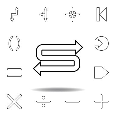 Çift taraflı ok simgesi. Web sitesi tasarımı ve geliştirme, uygulama geliştirme için ince çizgi simgesi. Beyaz arka plan üzerinde sigorta primi simgesi