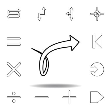 düğüm simgesiyle ok. Web sitesi tasarımı ve geliştirme, uygulama geliştirme için ince çizgi simgesi. Beyaz arka plan üzerinde sigorta primi simgesi