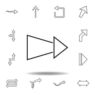 azalan ok simgesi. Web sitesi tasarımı ve geliştirme, uygulama geliştirme için ince çizgi simgesi. Beyaz arka plan üzerinde sigorta primi simgesi