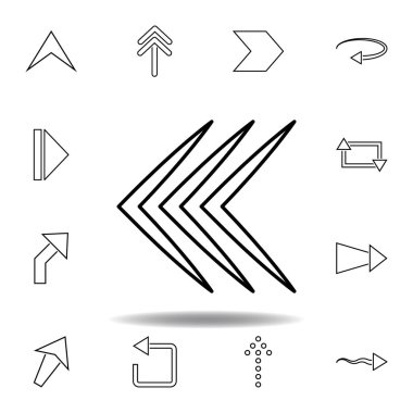 Dar çift ok simgesini tıklatın. Web sitesi tasarımı ve geliştirme, uygulama geliştirme için ince çizgi simgesi. Beyaz arka plan üzerinde sigorta primi simgesi