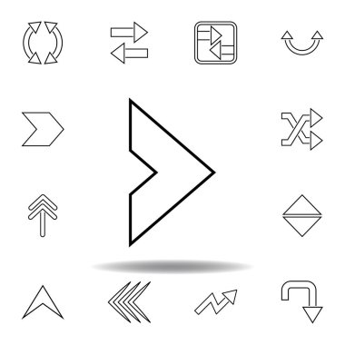 ok sağ simge için. Web sitesi tasarımı ve geliştirme, uygulama geliştirme için ince çizgi simgesi. Beyaz arka plan üzerinde sigorta primi simgesi