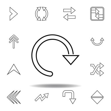 dairesel ok simgesi. Web sitesi tasarımı ve geliştirme, uygulama geliştirme için ince çizgi simgesi. Beyaz arka plan üzerinde sigorta primi simgesi