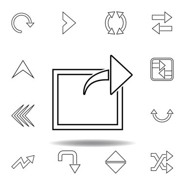 ok kare simgesi dışında. Web sitesi tasarımı ve geliştirme, uygulama geliştirme için ince çizgi simgesi. Beyaz arka plan üzerinde sigorta primi simgesi