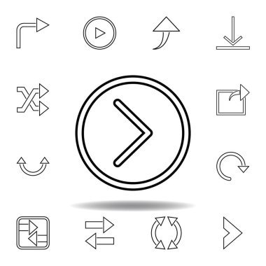 bir daire simgesi ok. Web sitesi tasarımı ve geliştirme, uygulama geliştirme için ince çizgi simgesi. Beyaz arka plan üzerinde sigorta primi simgesi