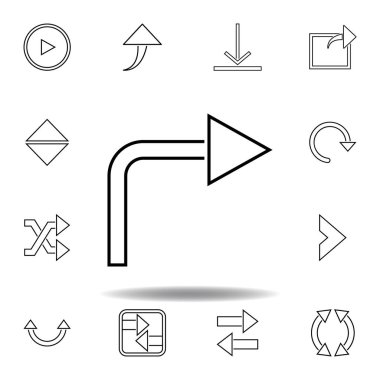 ok sağ simgesini açın. Web sitesi tasarımı ve geliştirme, uygulama geliştirme için ince çizgi simgesi. Beyaz arka plan üzerinde sigorta primi simgesi