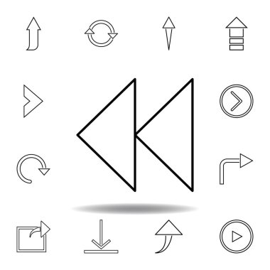 Çift ok simgesini tıklatın. Web sitesi tasarımı ve geliştirme, uygulama geliştirme için ince çizgi simgesi. Beyaz arka plan üzerinde sigorta primi simgesi