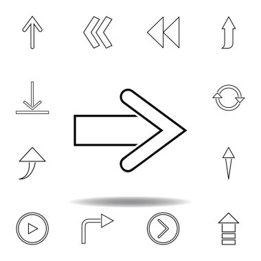 ok simgesi. Web sitesi tasarımı ve geliştirme, uygulama geliştirme için ince çizgi simgesi. Beyaz arka plan üzerinde sigorta primi simgesi