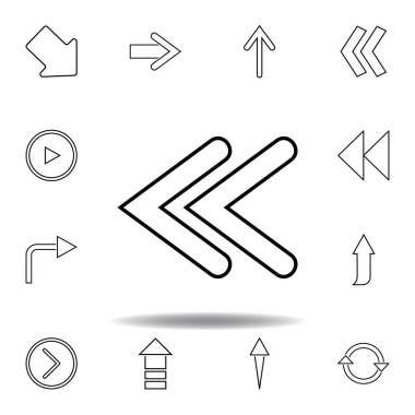 Çift ok simgesini. Web sitesi tasarımı ve geliştirme, uygulama geliştirme için ince çizgi simgesi. Beyaz arka plan üzerinde sigorta primi simgesi