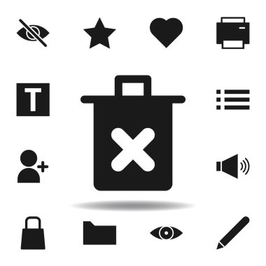 Kullanıcı çapraz çöp simgesi. Web illüstrasyon simgeleri kümesi. işaretler, semboller Web, logo, mobil uygulama, ui, UX için kullanılabilir