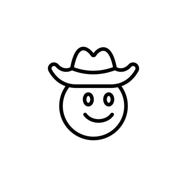 Kowbojskie emotikon ikona konspektu. Znaki i symbole mogą być używane do Internetu, logo, aplikacji mobilnej, UI, UX — Wektor stockowy