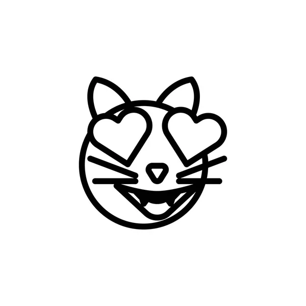 Gato amor emoji contorno icono. Los signos y símbolos se pueden utilizar para la web, logotipo, aplicación móvil, interfaz de usuario, UX — Vector de stock