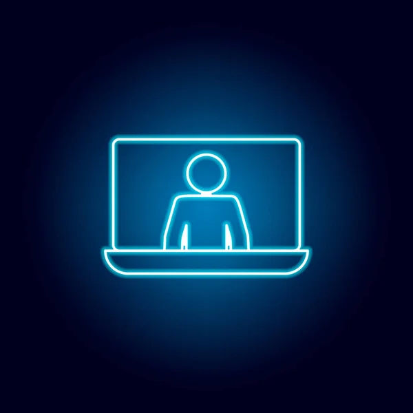mavi neon tarzında online eğitim simgesi. eğitim sembolü işareti pictogram.