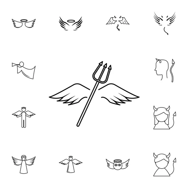 kanatlar ve boynuzları lne simgesi. Melek ve iblis ile ilgili anahat simgeleri basit kümesi. Mobil konsept ve web uygulamaları için öğeler. Web sitesi ve uygulama tasarımı için ince çizgi vektör simgeleri