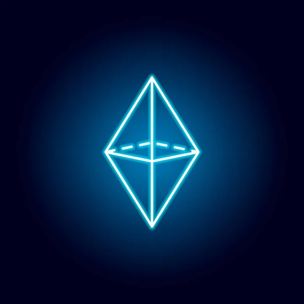 neon tarzında octahedron simgesi. mobil konsept ve web uygulamaları için geometrik şekil öğesi. web sitesi tasarımı ve geliştirme, uygulama geliştirme için ince çizgi simgesi
