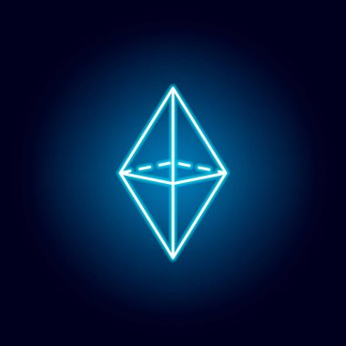 neon tarzında octahedron simgesi. mobil konsept ve web uygulamaları için geometrik şekil öğesi. web sitesi tasarımı ve geliştirme, uygulama geliştirme için ince çizgi simgesi