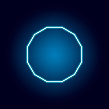 neon tarzıdodecagon simgesi. mobil konsept ve web uygulamaları için geometrik şekil öğesi. web sitesi tasarımı ve geliştirme, uygulama geliştirme için ince çizgi simgesi