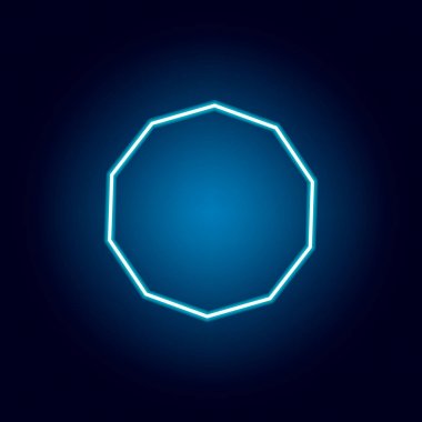 neon tarzında decagon simgesi. mobil konsept ve web uygulamaları için geometrik şekil öğesi. web sitesi tasarımı ve geliştirme, uygulama geliştirme için ince çizgi simgesi