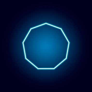 neon tarzında decagon simgesi. mobil konsept ve web uygulamaları için geometrik şekil öğesi. web sitesi tasarımı ve geliştirme, uygulama geliştirme için ince çizgi simgesi