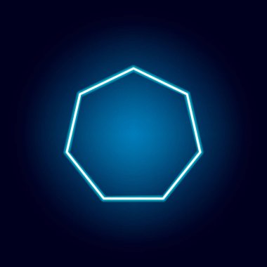 neon tarzında heptagon simgesi. mobil konsept ve web uygulamaları için geometrik şekil öğesi. web sitesi tasarımı ve geliştirme, uygulama geliştirme için ince çizgi simgesi