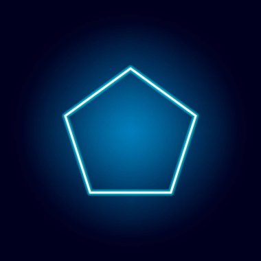 neon tarzında pentagon simgesi. mobil konsept ve web uygulamaları için geometrik şekil öğesi. web sitesi tasarımı ve geliştirme, uygulama geliştirme için ince çizgi simgesi