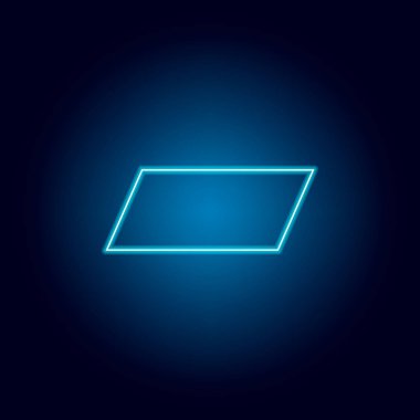 neon stilinde parallelepiped simgesi. mobil konsept ve web uygulamaları için geometrik şekil öğesi. web sitesi tasarımı ve geliştirme, uygulama geliştirme için ince çizgi simgesi