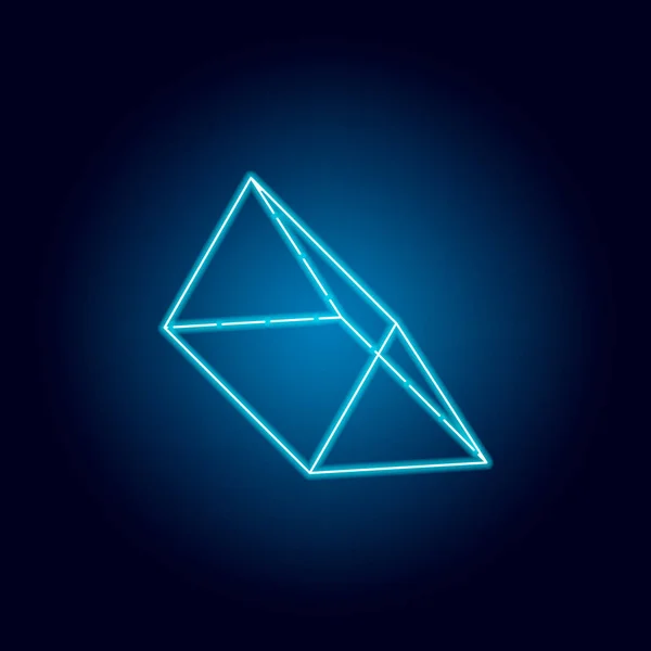 Icono de prisma triangular en estilo neón. figura geométrica elemento para el concepto móvil y aplicaciones web. icono de línea delgada para el diseño y desarrollo de sitios web, desarrollo de aplicaciones — Vector de stock