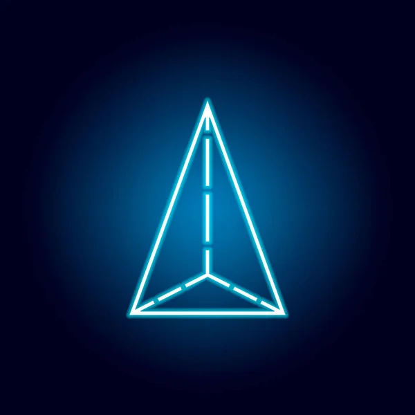 Icono de tetraedro en estilo neón. figura geométrica elemento para el concepto móvil y aplicaciones web. icono de línea delgada para el diseño y desarrollo de sitios web, desarrollo de aplicaciones — Vector de stock