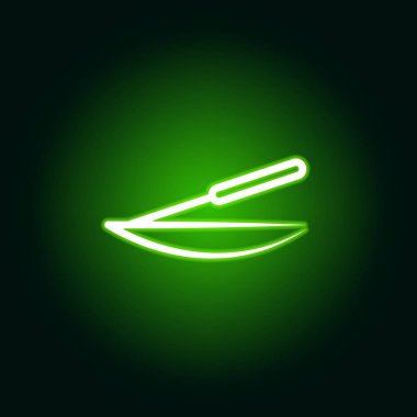 yeşil neon tarzı dudak çubuğu simgesi. Sağlıklı yaşam simgesinin öğesi. Web siteleri, web tasarımı, mobil uygulama için işaretler ve semboller toplama simgesi