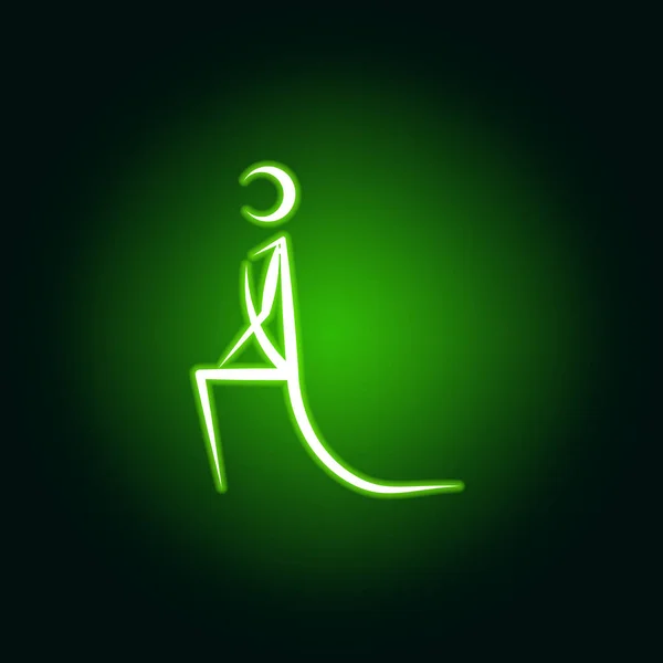 Yoga icon in green neon style. Element of healthy life icon. Signs and symbols collection icon for websites, web design, mobile app — Stock Vector