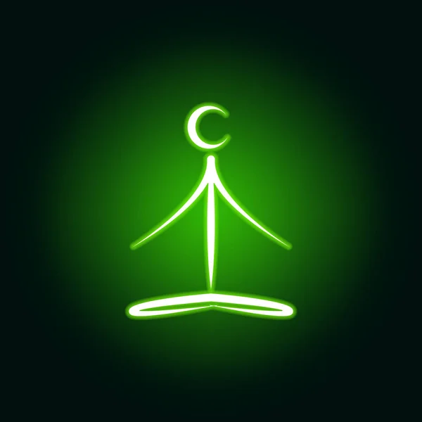 Icona yoga in stile neon verde. Elemento di icona di vita sana. Segni e simboli icona di raccolta per siti web, web design, app mobile — Vettoriale Stock