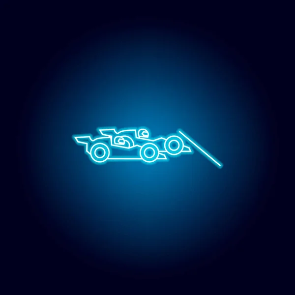 Cars at the finish icon in blue neon style. Element of racing for mobile concept and web apps icon. Thin line icon for website design and development, app development — Stock Vector