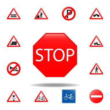 simgeyi durdurun. mobil konsept ve web uygulamaları için yol işaretleri simgesi kümesi. renkli stop simgesi web ve mobil cihazlar için kullanılabilir