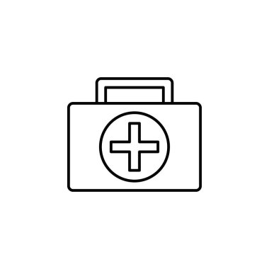 ilk yardım kiti anahat simgesi. Yaz kampı simgesinin öğesi. Üstün kaliteli grafik tasarım. Web siteleri, web tasarımı, mobil uygulama, Ui, Ux için işaretler ve sembol toplama simgesi