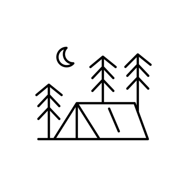 Camping icono de la línea del bosque lunar. Elemento del icono de estilo de vida — Vector de stock