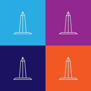 Washington Anıtı Dikilitaş taslak ikonu. Renkli arkaplanda bağımsızlık günü illüstrasyon simgesi