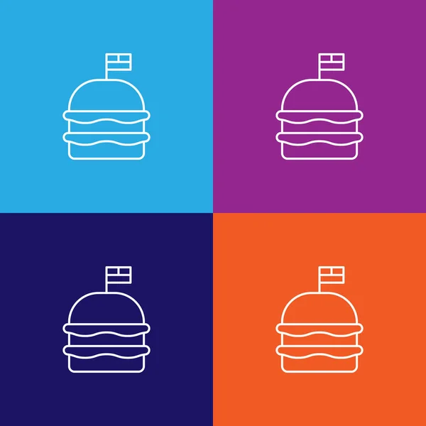 Hamburger Vlajka Fast Food Obrys Ikony Prvky Den Nezávislosti Ikona — Stockový vektor