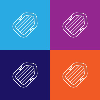 Seyahat edilebilir şişirilebilir tekne taslak simgesi. Seyahat illüstrasyon simgesi elementleri. İşaretler ve semboller çok renkli arkaplan üzerinde ağ, logo, mobil uygulama, UI, UX için kullanılabilir