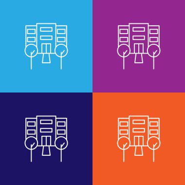 Seyahat otelinin ana hatları ikonu. Seyahat illüstrasyon simgesi elementleri. İşaretler ve semboller çok renkli arkaplan üzerinde ağ, logo, mobil uygulama, UI, UX için kullanılabilir