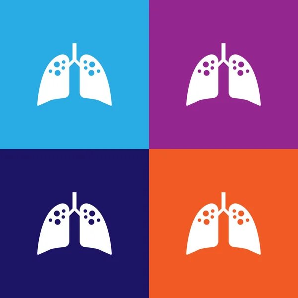 彩色背景下的肺癌图标 — 图库矢量图片