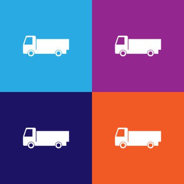 kargo aracı ikonu. Araba tipi ikon elemanı. Kaliteli grafik tasarım simgesi. Web siteleri, web tasarımı, renkli arkaplan üzerindeki mobil uygulama için işaretler ve semboller koleksiyonu simgesi