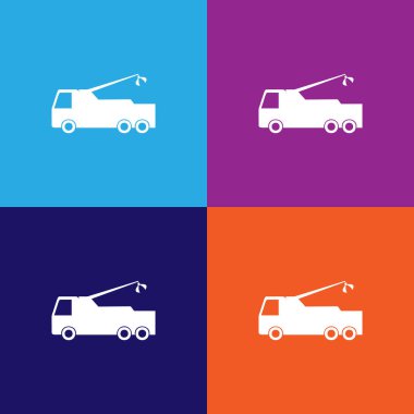 bir vinç ikonlu kargo. Araba tipi ikon elemanı. Kaliteli grafik tasarım simgesi. Web siteleri, web tasarımı, renkli arkaplan üzerindeki mobil uygulama için işaretler ve semboller koleksiyonu simgesi